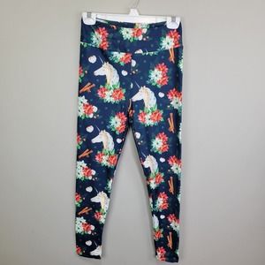 Dren Designs Christmas Unicorn‎ Polyester Spandex Ankle Leggings Tall And Curvy
